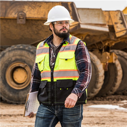 MAX490 ANSI Class 2 Deluxe Black Bottom Surveyors Vest custom